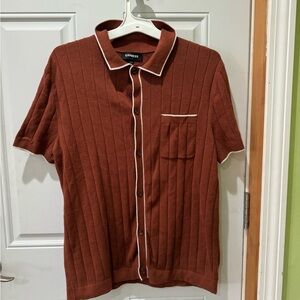 Express Men's Casual Rust Button Down Shirt